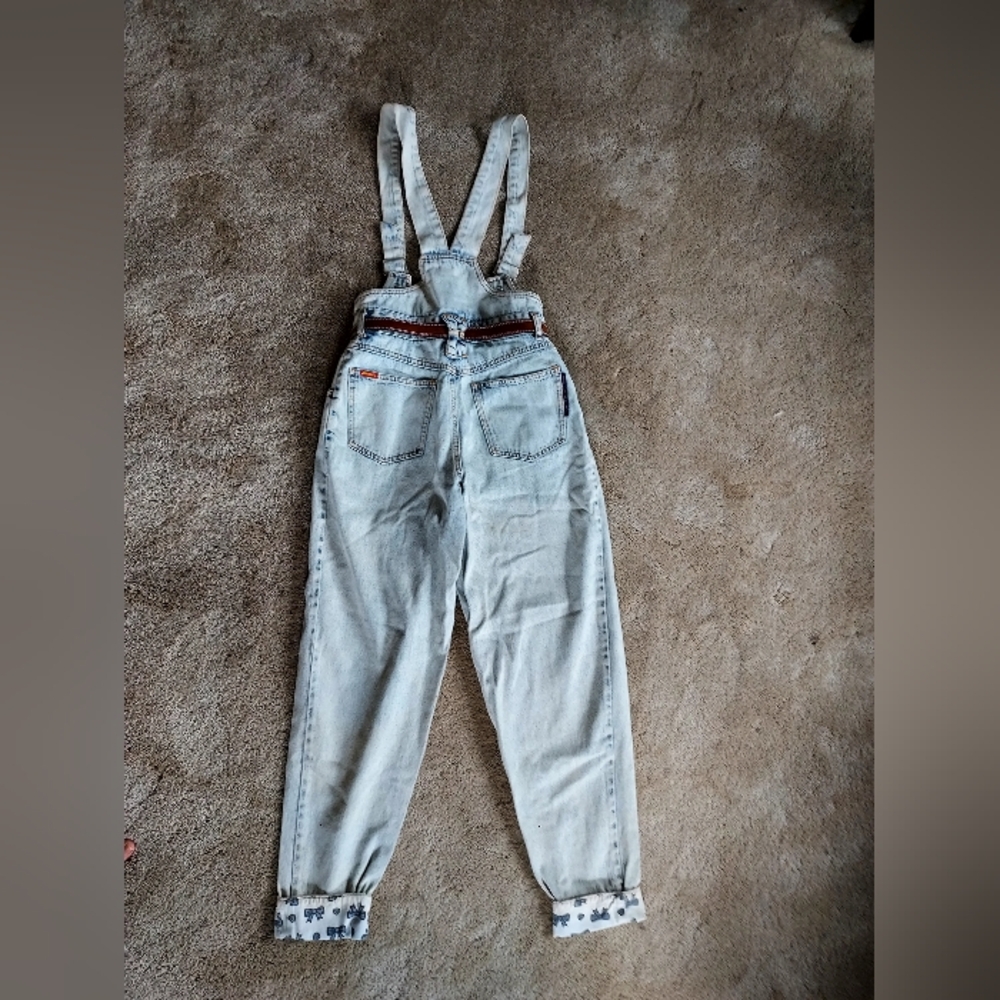 Vintage 80s Jordache Bow Detail Overall Jumpsuit with Western Belt - Picture 16 of 16